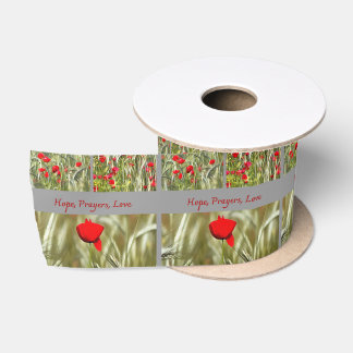Hope Prayers Love Bereavement Card With Poppy Satin Ribbon