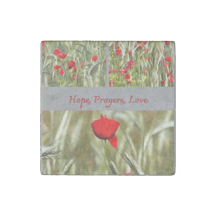 Hope Prayers Love Bereavement Card With Poppy Stone Magnet