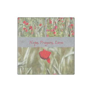 Hope Prayers Love Bereavement Card With Poppy Stone Magnet