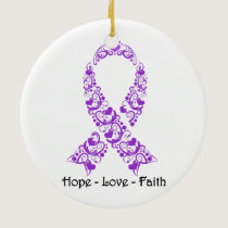 Hope Purple Awareness Ribbon Ceramic Ornament