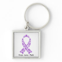 Hope Purple Awareness Ribbon Keychain