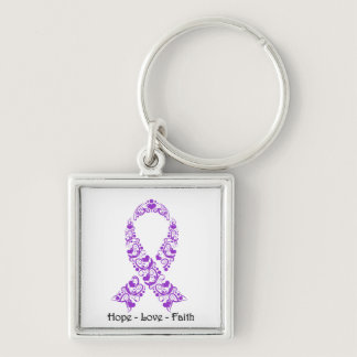 Hope Purple Awareness Ribbon Keychain