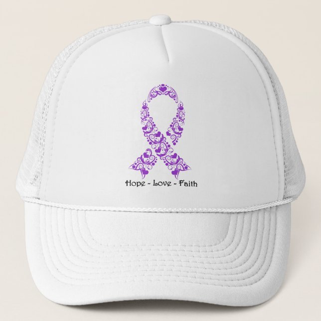 Hope Purple Awareness Ribbon Trucker Hat (Front)