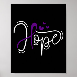 Hope Purple Ribbon Awareness Addiction Recovery  Poster