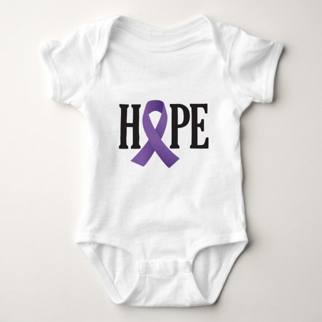 Hope Purple Ribbon Baby Bodysuit (Front)