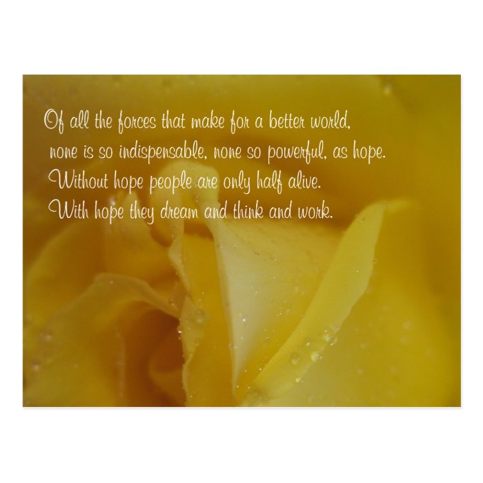 Hope Quote Golden Rose Inspirational Postcard