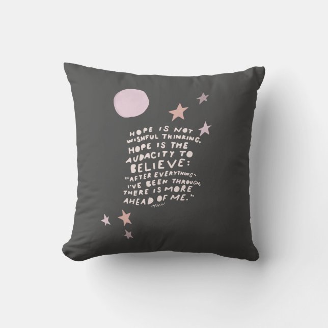 Hope quote - purple and pink moon and stars throw pillow (Front)
