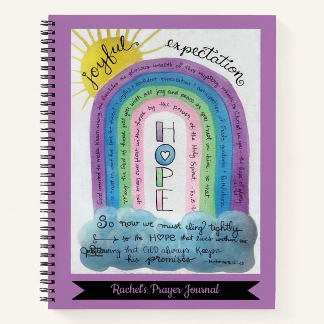 Hope Rainbow Scripture Personalized Prayer Journal (Front)