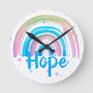 Hope Rainbow With Spirals Round Clock