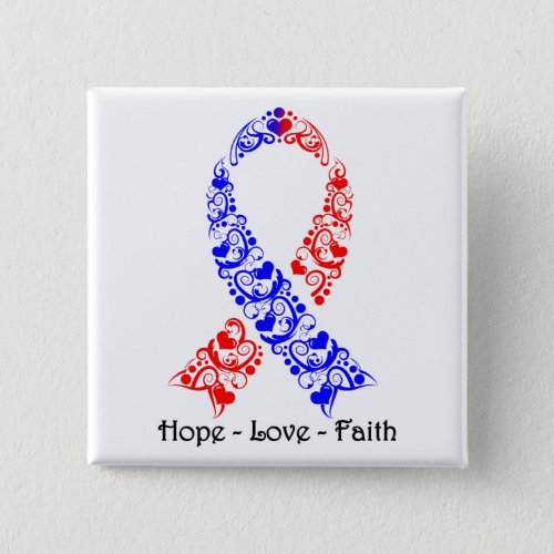 Hope Red and Blue Awareness Ribbon Button