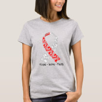 Hope Red and White Awareness Ribbon Oral Cancer T-Shirt
