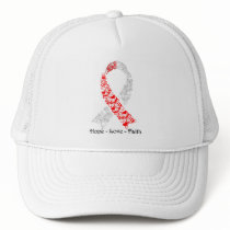 Hope Red and White Awareness Ribbon Trucker Hat