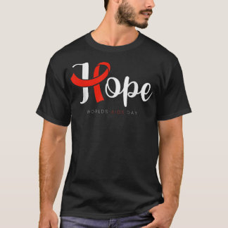 Hope Red Ribbon World AIDS Day HIV Disease Awarene T-Shirt