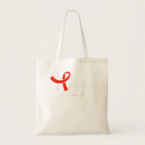 Hope Red Ribbon World AIDS Day HIV Disease Awarene Tote Bag