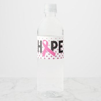 Hope Ribbon - Cancer Awareness Water Water Bottle Label by BeachBeginnings at Zazzle