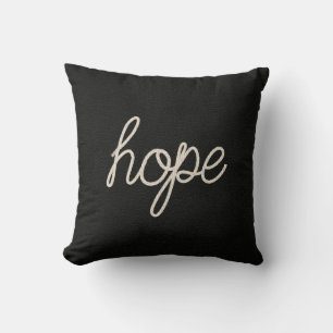 Hope rope text on black throw pillow