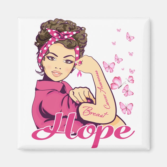 Hope Rosie Riveter Breast Cancer Awareness Magnet (Front)