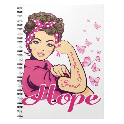 Hope Rosie Riveter Breast Cancer Awareness Notebook