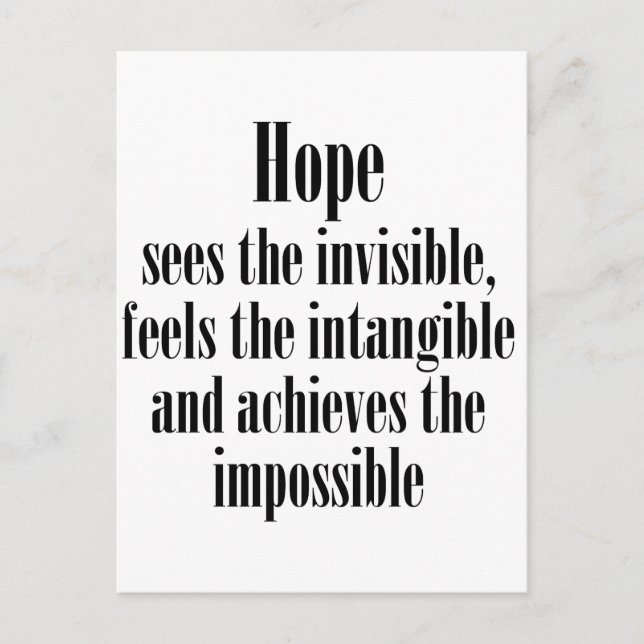 Hope sees the invisible postcard (Front)