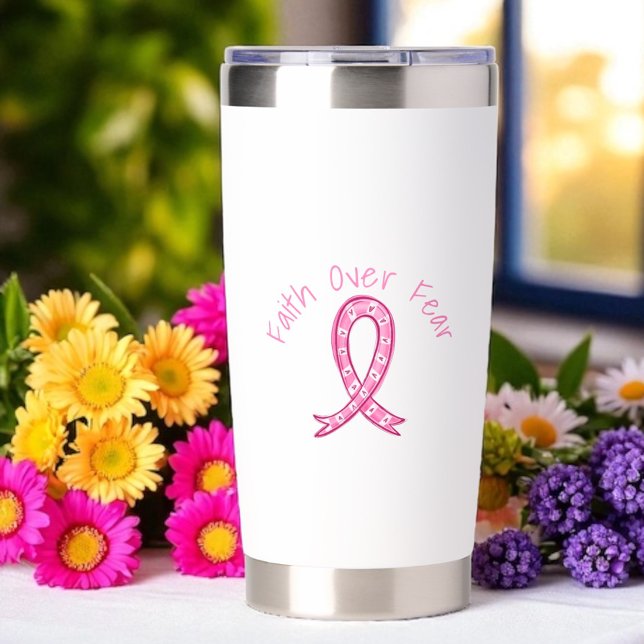Hope Strength Fight Repeat Pink Ribbon Fighters Insulated Tumbler (Creator Uploaded)