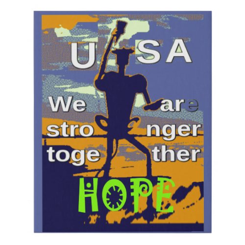 Hope Stronger Together USA  Faux Canvas Print