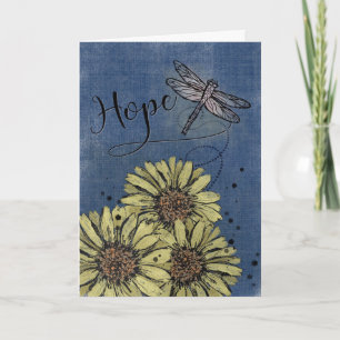 HOPE Sunflower Dragonfly on Faded Blue Jeans Card