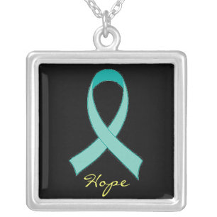 Hope Teal Ribbon Necklace