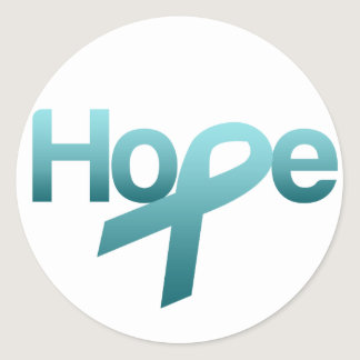 Hope Teal Ribbon Ovarian Cancer Awareness Classic Round Sticker