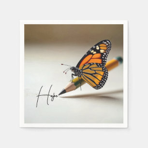 Hope Text and Monarch Butterfly On a Pencil Napkins
