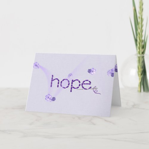 Hope text in purple stitch with flowers card