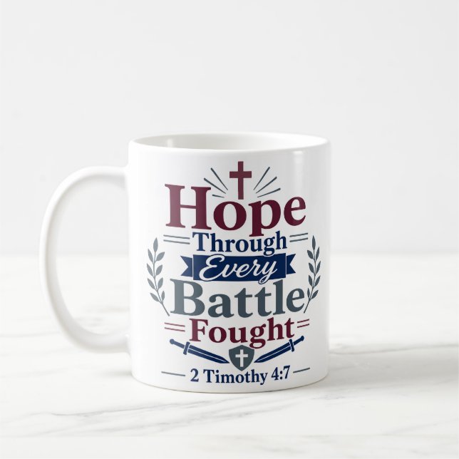 Hope Through Every Battle Fought Scripture Quote Coffee Mug (Left)