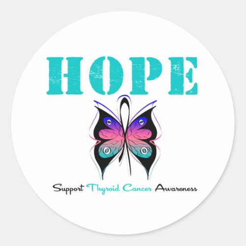 Hope Thyroid Cancer Butterfly Classic Round Sticker