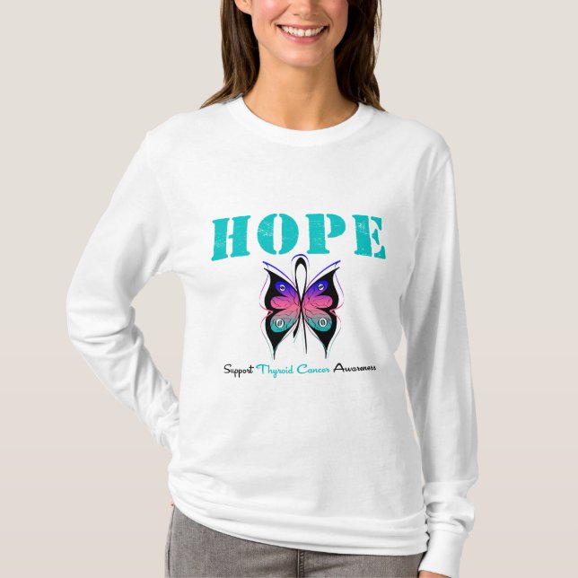 Hope Thyroid Cancer Butterfly T-Shirt (Front)