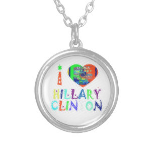 Hope Vote Blue  Lovely Reflection Amazing Hillary Silver Plated Necklace