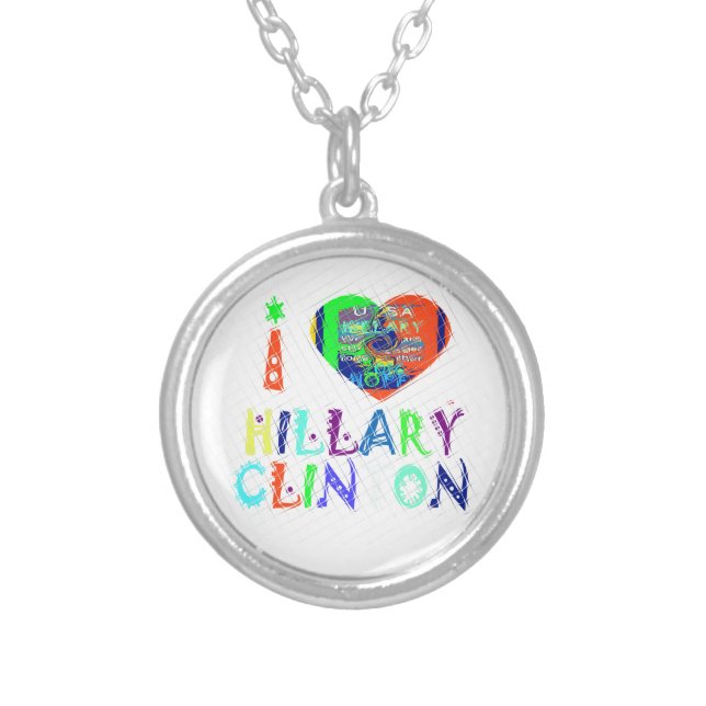 Hope Vote Blue  Lovely Reflection Amazing Hillary Silver Plated Necklace (Front)
