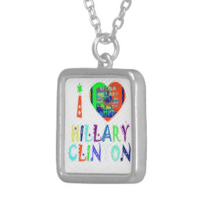 Hope Vote Blue  Lovely Reflection Amazing Hillary Silver Plated Necklace
