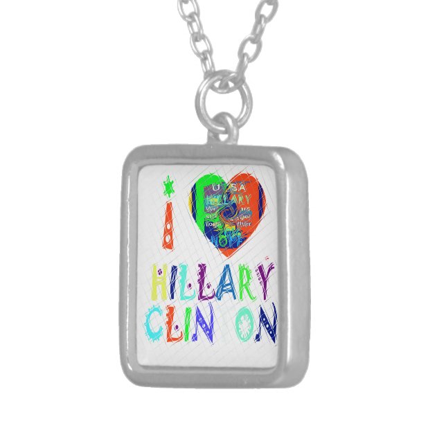 Hope Vote Blue  Lovely Reflection Amazing Hillary Silver Plated Necklace (Front Right)