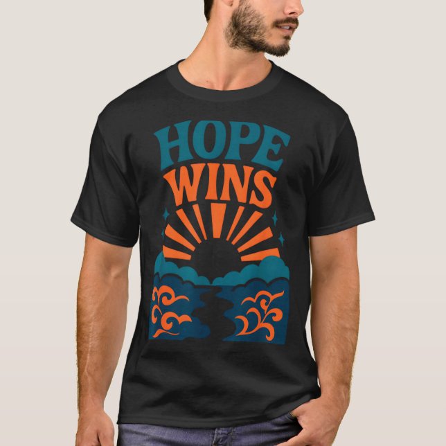 Hope Wins Romans 15_13 Sunrise Ocean Christian  T-Shirt (Front)