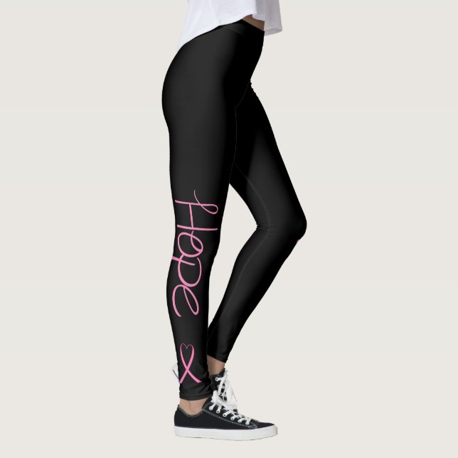 Hope With Pink Ribbon Awareness Leggings (Right)