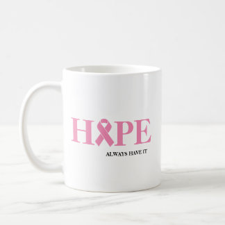 Hope with Pink Ribbon for Breast Cancer Coffee Mug