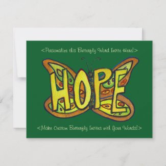 Hope Word Art Butterfly Wings Custom Invitations
