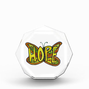 Hope Word Art Green Butterfly Paperweight Award