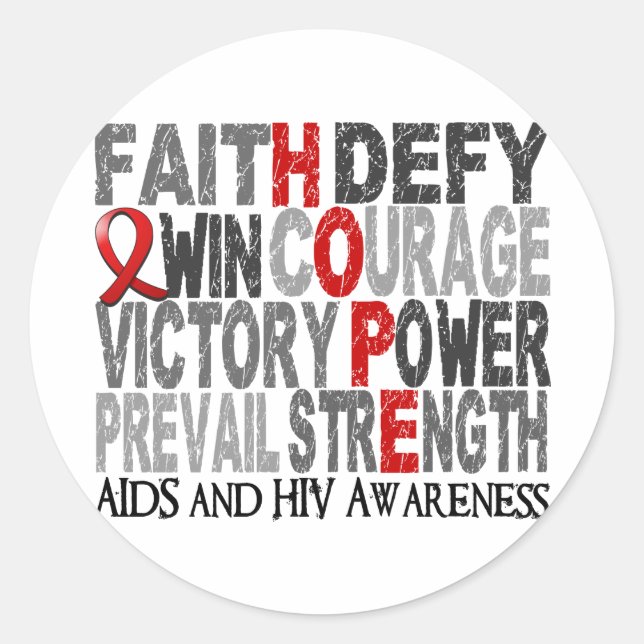 Hope Word Collage AIDS Classic Round Sticker (Front)