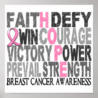 Hope Word Collage Breast Cancer Poster