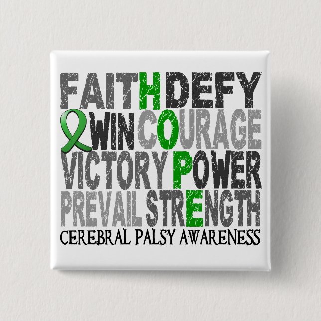 Hope Word Collage Cerebral Palsy Pinback Button (Front)