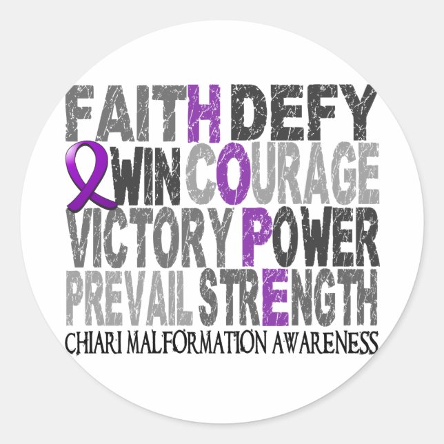 Hope Word Collage Chiari Malformation Classic Round Sticker (Front)
