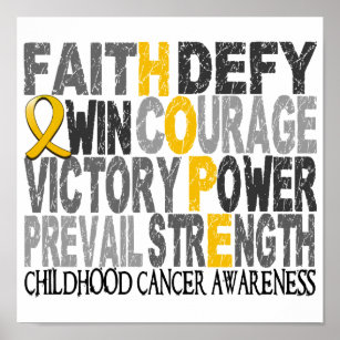 Hope Word Collage Childhood Cancer Poster