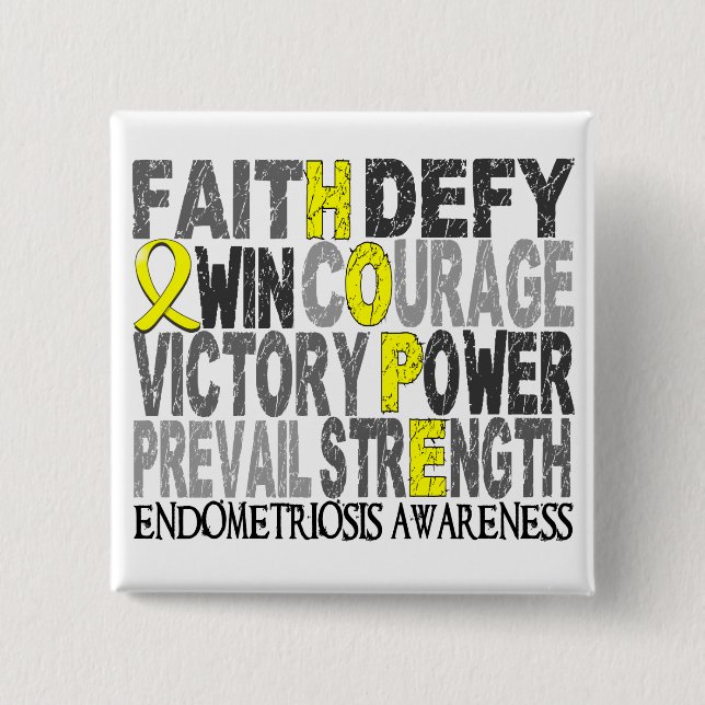 Hope Word Collage Endometriosis Pinback Button (Front)