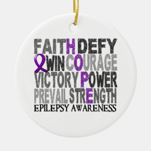 Hope Word Collage Epilepsy Ceramic Ornament