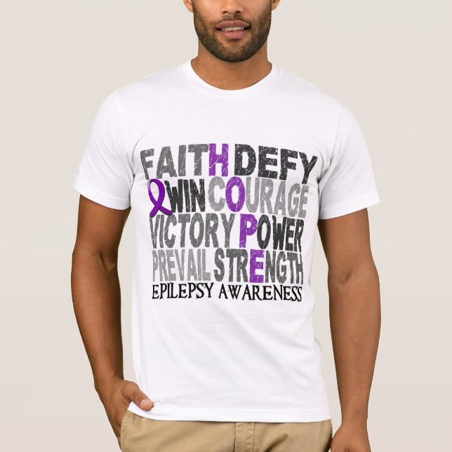 Hope Word Collage Epilepsy T-Shirt (Front)